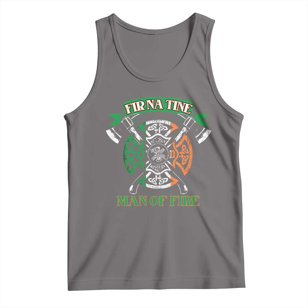 Irish Firefighter Tank Top Fir Na Tine Man Of Fire TS09 Deep Heather Print Your Wear