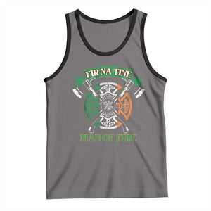 Irish Firefighter Tank Top Fir Na Tine Man Of Fire TS09 Deep Heather Black Print Your Wear