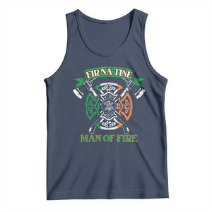 Irish Firefighter Tank Top Fir Na Tine Man Of Fire TS09 Navy Print Your Wear