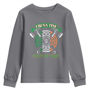 Irish Firefighter Youth Sweatshirt Fir Na Tine Man Of Fire TS09 Charcoal Print Your Wear