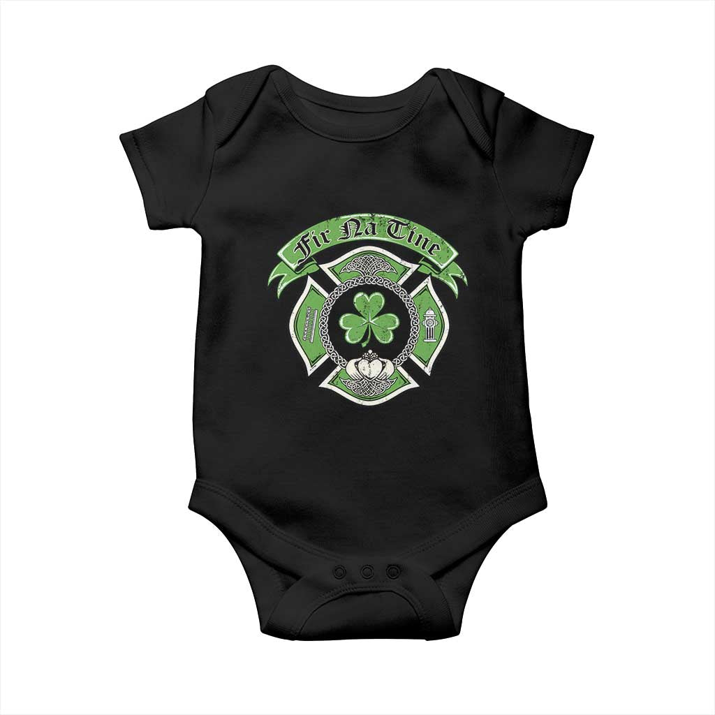 Irish Firefighter Baby Onesie Fir Na Tine Man Of Fire Celtic Claddagh Cross TS09 Black Print Your Wear