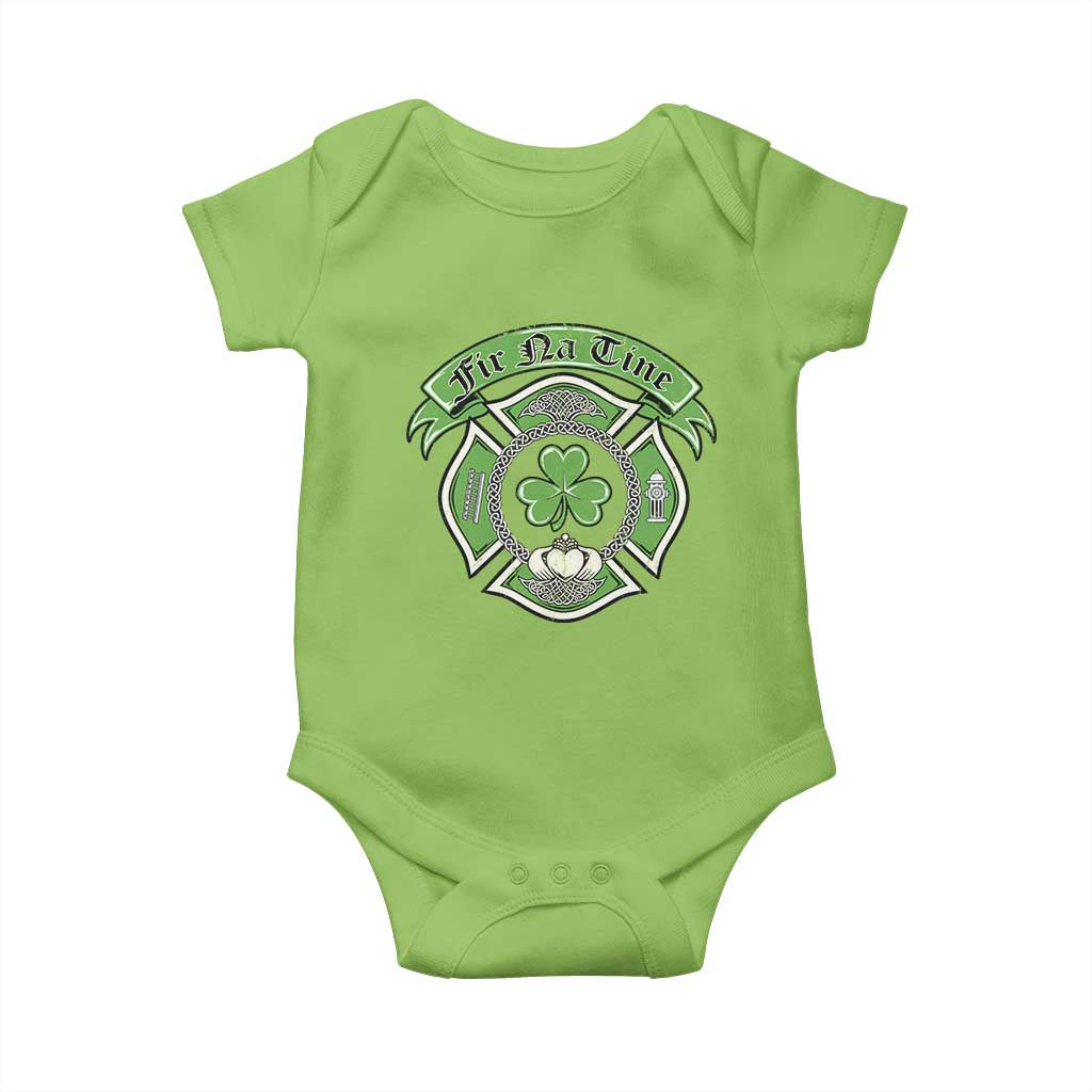 Irish Firefighter Baby Onesie Fir Na Tine Man Of Fire Celtic Claddagh Cross TS09 Lime Print Your Wear