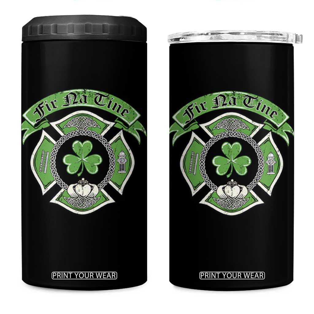Irish Firefighter 4 in 1 Can Cooler Tumbler Fir Na Tine Man Of Fire Celtic Claddagh Cross TS09 One Size: 16 oz Black Print Your Wear