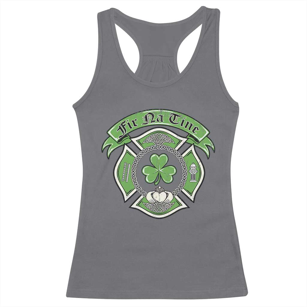 Irish Firefighter Racerback Tank Top Fir Na Tine Man Of Fire Celtic Claddagh Cross TS09 Charcoal Print Your Wear