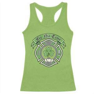 Irish Firefighter Racerback Tank Top Fir Na Tine Man Of Fire Celtic Claddagh Cross TS09 Lime Print Your Wear