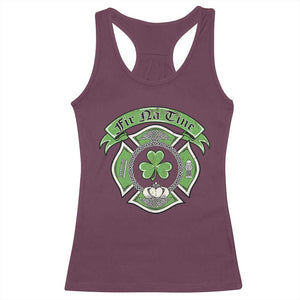 Irish Firefighter Racerback Tank Top Fir Na Tine Man Of Fire Celtic Claddagh Cross TS09 Maroon Print Your Wear