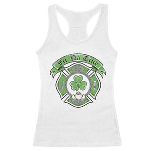 Irish Firefighter Racerback Tank Top Fir Na Tine Man Of Fire Celtic Claddagh Cross TS09 White Print Your Wear