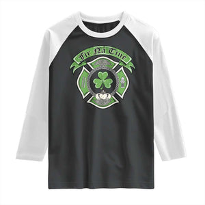 Irish Firefighter Raglan Shirt Fir Na Tine Man Of Fire Celtic Claddagh Cross TS09 Black White Print Your Wear