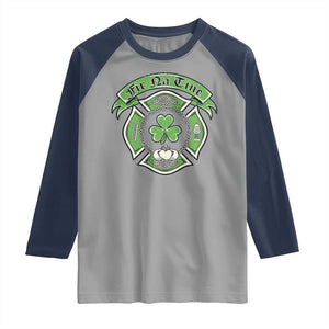 Irish Firefighter Raglan Shirt Fir Na Tine Man Of Fire Celtic Claddagh Cross TS09 Sport Gray Navy Print Your Wear