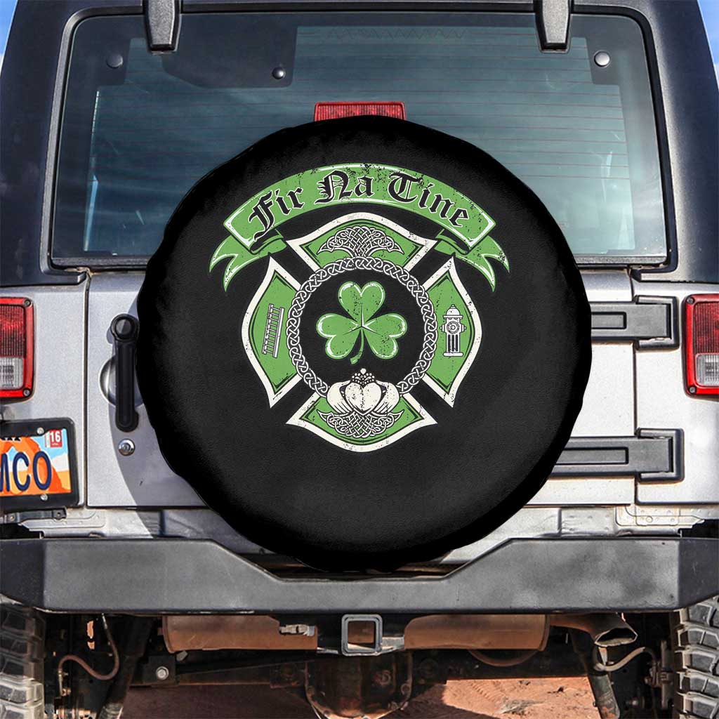 Irish Firefighter Spare Tire Cover Fir Na Tine Man Of Fire Celtic Claddagh Cross TS09 No hole Black Print Your Wear