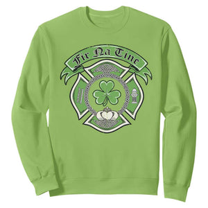 Irish Firefighter Sweatshirt Fir Na Tine Man Of Fire Celtic Claddagh Cross TS09 Lime Print Your Wear
