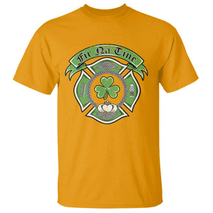 Irish Firefighter T Shirt Fir Na Tine Man Of Fire Celtic Claddagh Cross TS09 Gold Print Your Wear