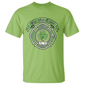 Irish Firefighter T Shirt Fir Na Tine Man Of Fire Celtic Claddagh Cross TS09 Lime Print Your Wear