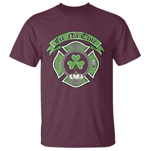 Irish Firefighter T Shirt Fir Na Tine Man Of Fire Celtic Claddagh Cross TS09 Maroon Print Your Wear