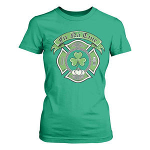 Irish Firefighter T Shirt For Women Fir Na Tine Man Of Fire Celtic Claddagh Cross TS09 Irish Green Print Your Wear