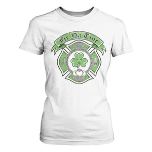Irish Firefighter T Shirt For Women Fir Na Tine Man Of Fire Celtic Claddagh Cross TS09 White Print Your Wear
