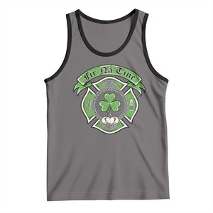 Irish Firefighter Tank Top Fir Na Tine Man Of Fire Celtic Claddagh Cross TS09 Deep Heather Black Print Your Wear
