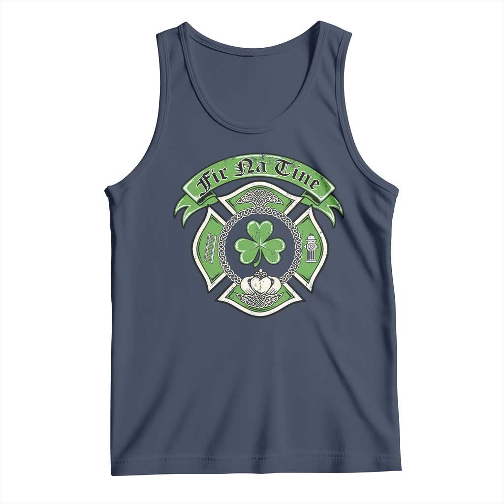 Irish Firefighter Tank Top Fir Na Tine Man Of Fire Celtic Claddagh Cross TS09 Navy Print Your Wear