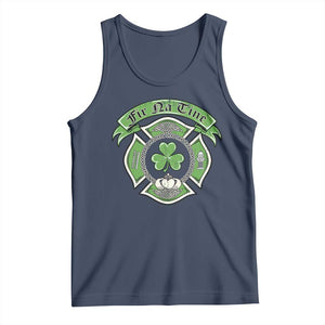 Irish Firefighter Tank Top Fir Na Tine Man Of Fire Celtic Claddagh Cross TS09 Navy Print Your Wear