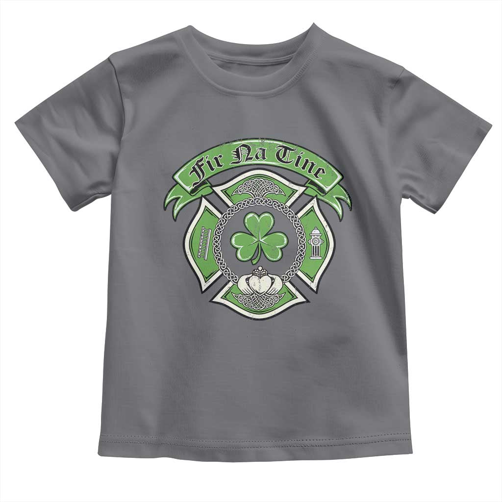 Irish Firefighter Toddler T Shirt Fir Na Tine Man Of Fire Celtic Claddagh Cross TS09 Charcoal Print Your Wear