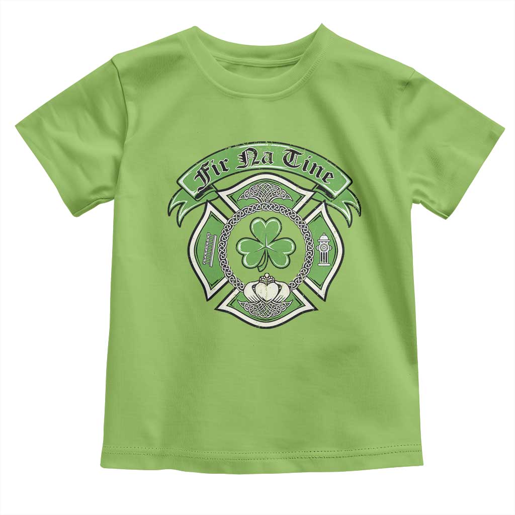 Irish Firefighter Toddler T Shirt Fir Na Tine Man Of Fire Celtic Claddagh Cross TS09 Lime Print Your Wear