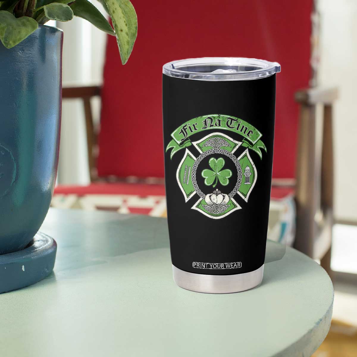 Irish Firefighter Tumbler Cup Fir Na Tine Man Of Fire Celtic Claddagh Cross TS09 Print Your Wear