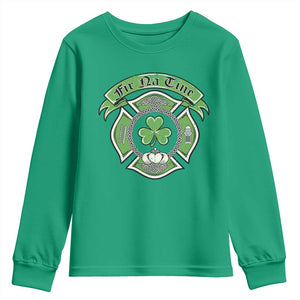 Irish Firefighter Youth Sweatshirt Fir Na Tine Man Of Fire Celtic Claddagh Cross TS09 Irish Green Print Your Wear