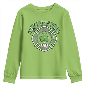 Irish Firefighter Youth Sweatshirt Fir Na Tine Man Of Fire Celtic Claddagh Cross TS09 Lime Print Your Wear