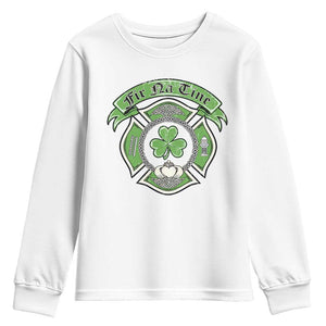 Irish Firefighter Youth Sweatshirt Fir Na Tine Man Of Fire Celtic Claddagh Cross TS09 White Print Your Wear