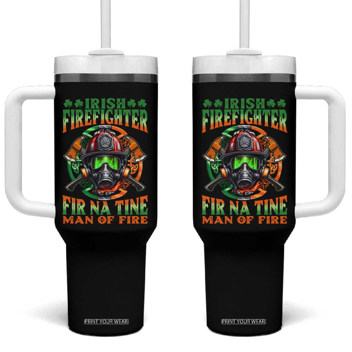 Fir Na Tine Man Of Fire Tumbler With Handle Irish Firefighter Pride TS09 One Size: 40 oz Black Print Your Wear