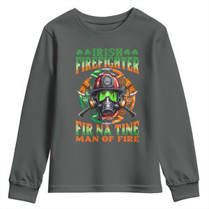 Fir Na Tine Man Of Fire Youth Sweatshirt Irish Firefighter Pride TS09 Dark Heather Print Your Wear