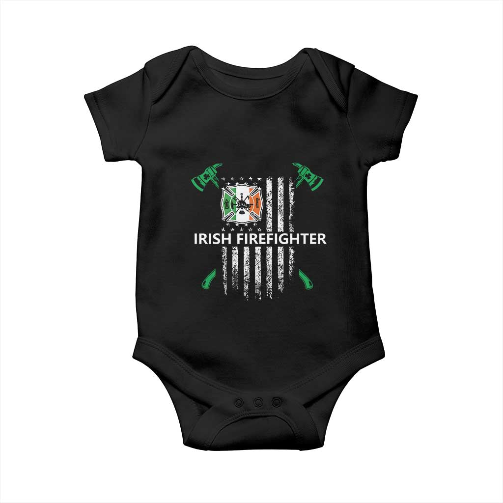 Irish Firefighter Fir Na Tine Man Of Fire Baby Onesie Irish American Flag TS09 Black Print Your Wear