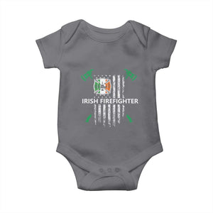 Irish Firefighter Fir Na Tine Man Of Fire Baby Onesie Irish American Flag TS09 Charcoal Print Your Wear