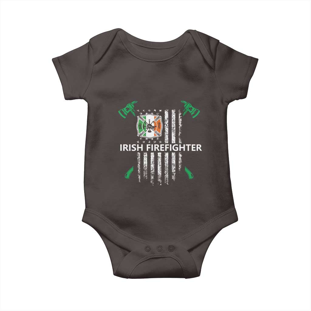 Irish Firefighter Fir Na Tine Man Of Fire Baby Onesie Irish American Flag TS09 Dark Chocolate Print Your Wear