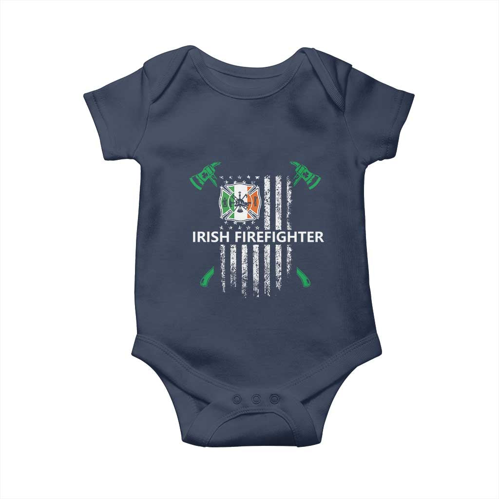 Irish Firefighter Fir Na Tine Man Of Fire Baby Onesie Irish American Flag TS09 Navy Print Your Wear