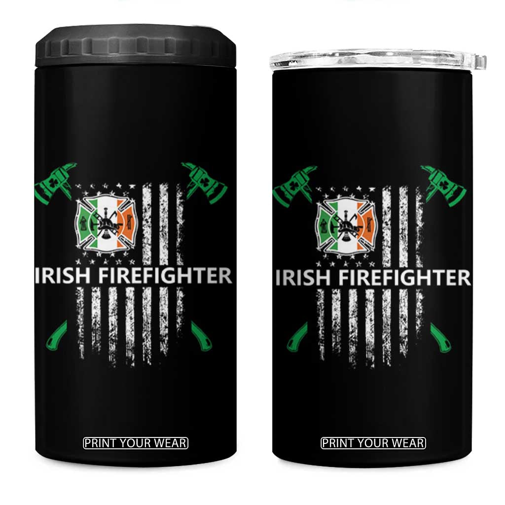 Irish Firefighter Fir Na Tine Man Of Fire 4 in 1 Can Cooler Tumbler Irish American Flag TS09 One Size: 16 oz Black Print Your Wear