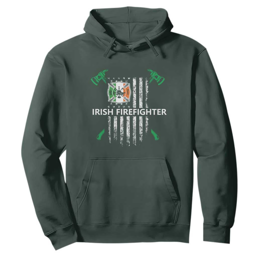 Irish Firefighter Fir Na Tine Man Of Fire Hoodie Irish American Flag TS09 Dark Forest Green Print Your Wear