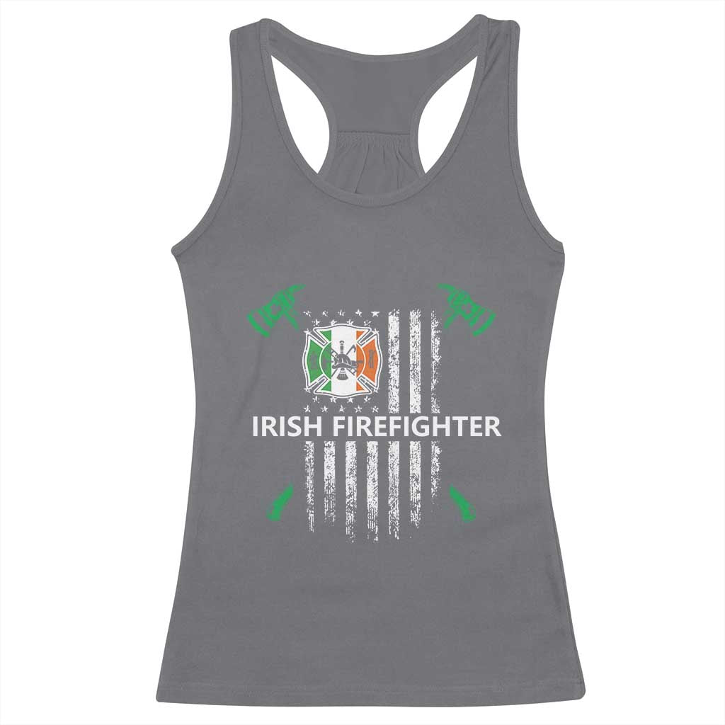 Irish Firefighter Fir Na Tine Man Of Fire Racerback Tank Top Irish American Flag TS09 Charcoal Print Your Wear