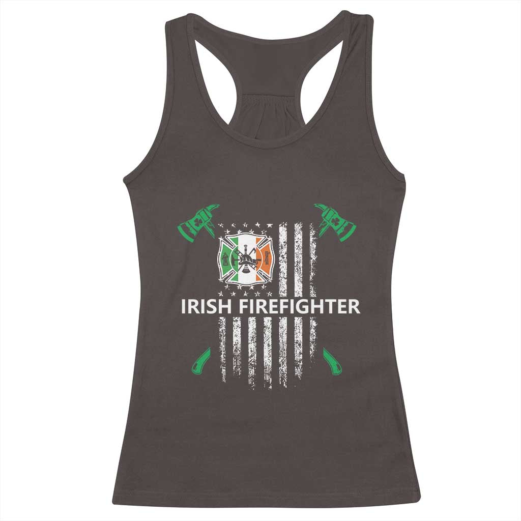 Irish Firefighter Fir Na Tine Man Of Fire Racerback Tank Top Irish American Flag TS09 Dark Chocolate Print Your Wear