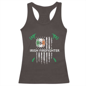 Irish Firefighter Fir Na Tine Man Of Fire Racerback Tank Top Irish American Flag TS09 Dark Chocolate Print Your Wear