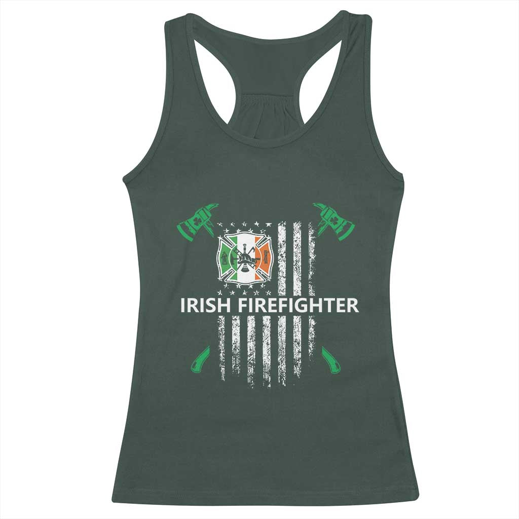 Irish Firefighter Fir Na Tine Man Of Fire Racerback Tank Top Irish American Flag TS09 Dark Forest Green Print Your Wear