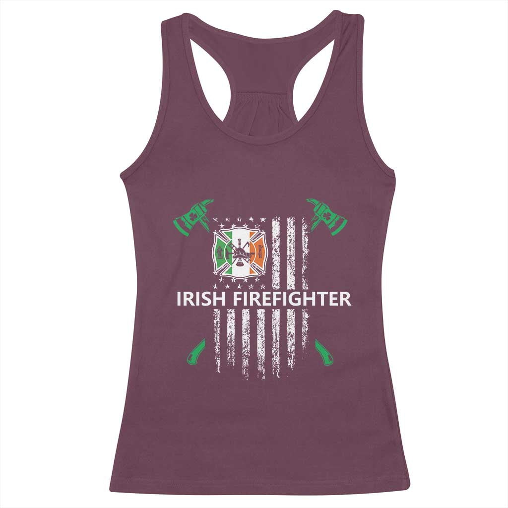 Irish Firefighter Fir Na Tine Man Of Fire Racerback Tank Top Irish American Flag TS09 Maroon Print Your Wear
