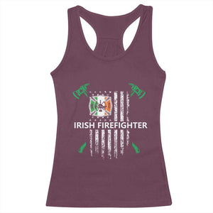 Irish Firefighter Fir Na Tine Man Of Fire Racerback Tank Top Irish American Flag TS09 Maroon Print Your Wear