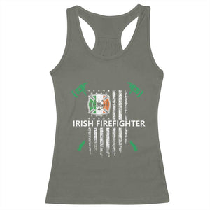 Irish Firefighter Fir Na Tine Man Of Fire Racerback Tank Top Irish American Flag TS09 Military Green Print Your Wear