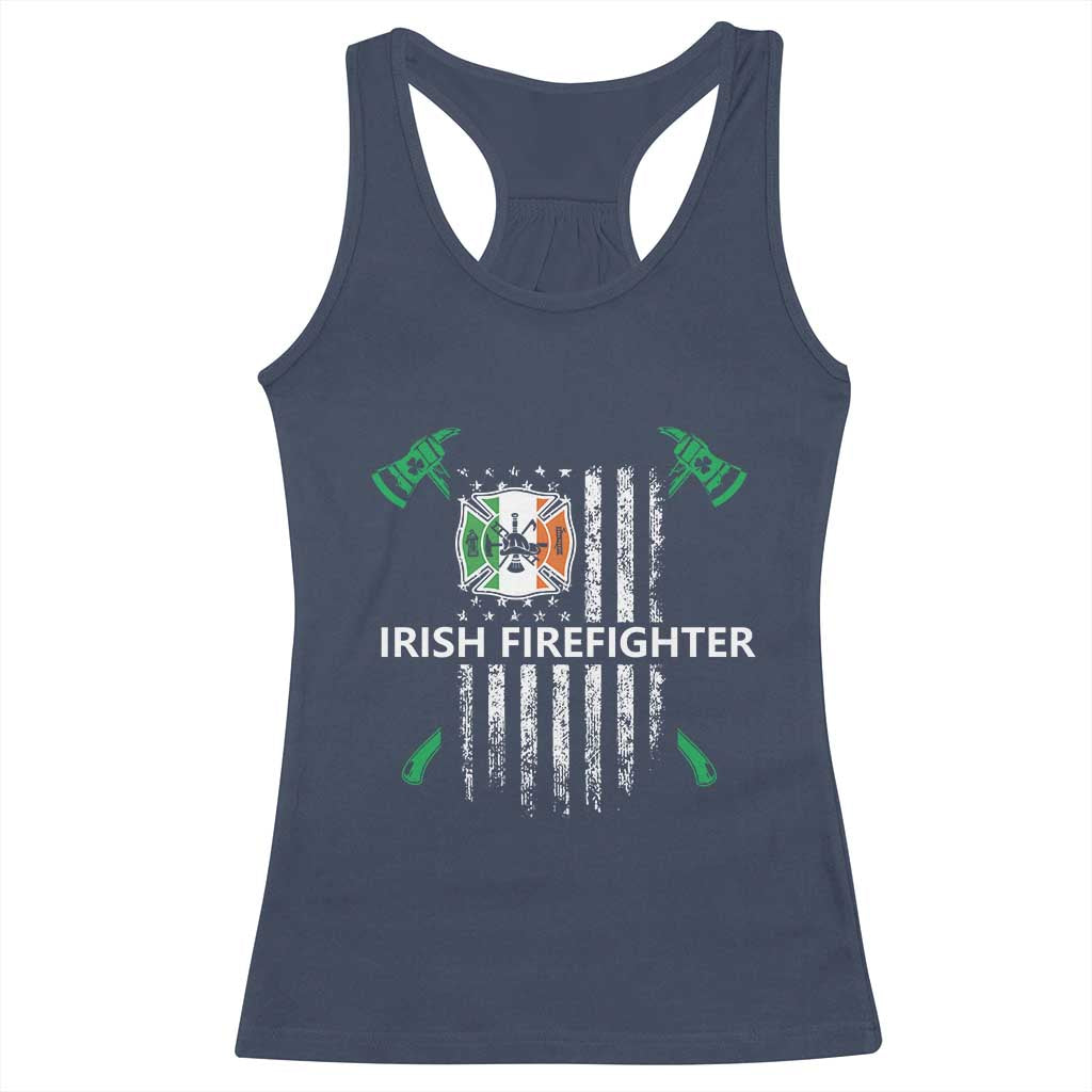 Irish Firefighter Fir Na Tine Man Of Fire Racerback Tank Top Irish American Flag TS09 Navy Print Your Wear
