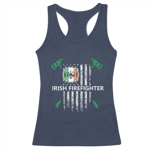 Irish Firefighter Fir Na Tine Man Of Fire Racerback Tank Top Irish American Flag TS09 Navy Print Your Wear