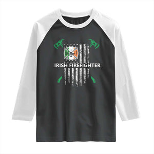 Irish Firefighter Fir Na Tine Man Of Fire Raglan Shirt Irish American Flag TS09 Black White Print Your Wear