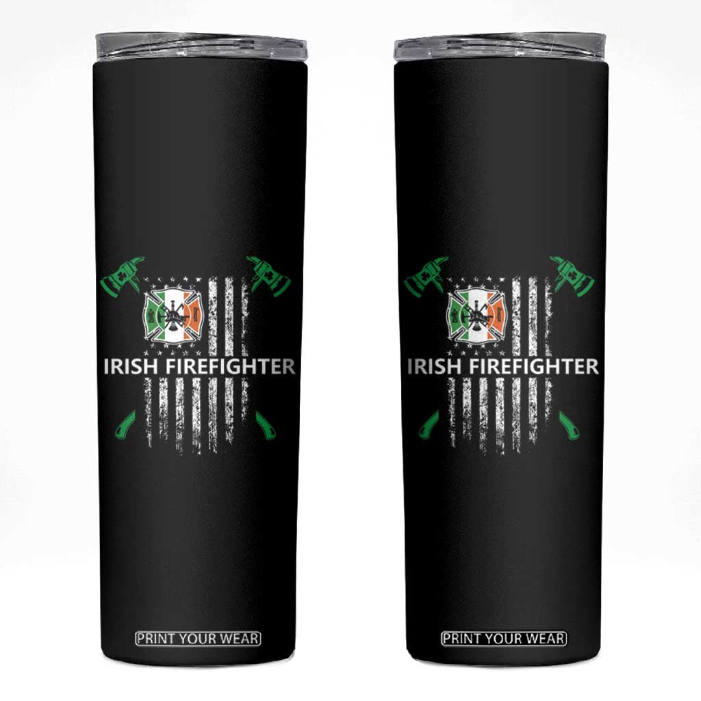 Irish Firefighter Fir Na Tine Man Of Fire Skinny Tumbler Irish American Flag TS09 Black Print Your Wear