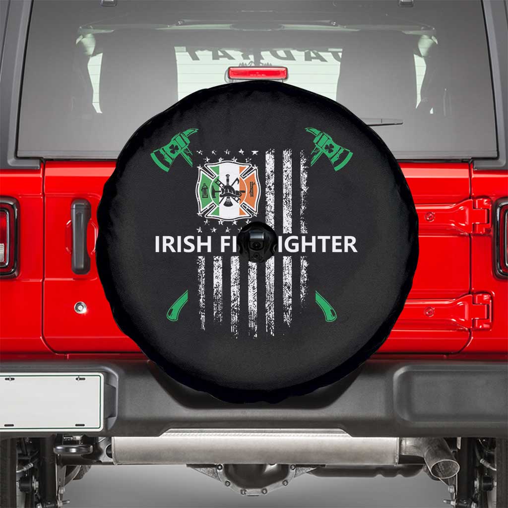 Irish Firefighter Fir Na Tine Man Of Fire Spare Tire Cover Irish American Flag TS09 Black Print Your Wear