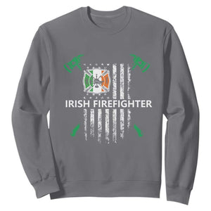 Irish Firefighter Fir Na Tine Man Of Fire Sweatshirt Irish American Flag TS09 Charcoal Print Your Wear